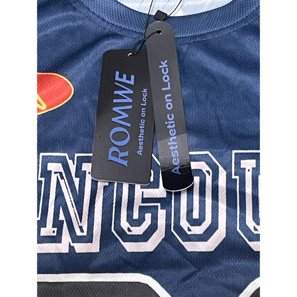 Men's ROMWE Navy Blue & Orange Vancouver 23 Graphic Jersey M - Picture 3 of 5